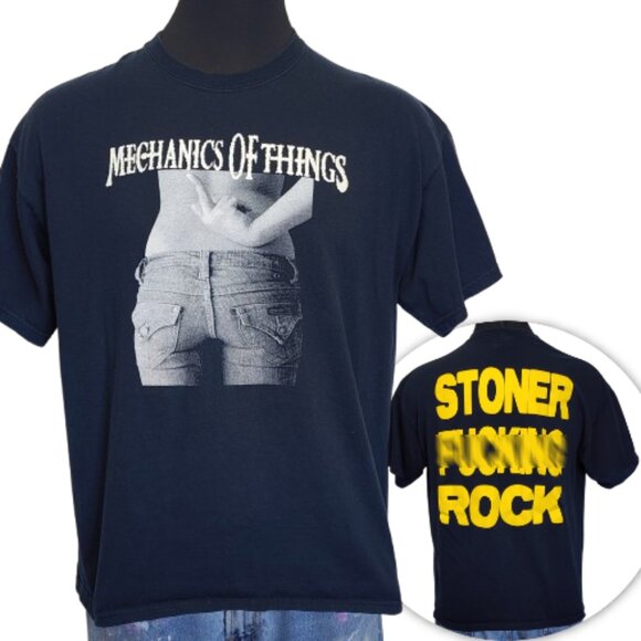 Mechanics of Things 2000s Cleveland Band XL Tee Stoner F-ing Rock Low Rise Jeans - Picture 1 of 10